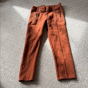 Rust Orange Pants with Zipper Pockets - suede
